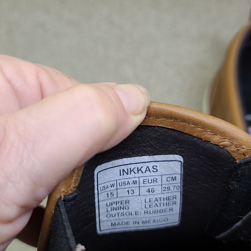 INKKAS MENS BOAT SHOES DARK TAN/BEIGE SIZE 13 - Picture 8 of 14
